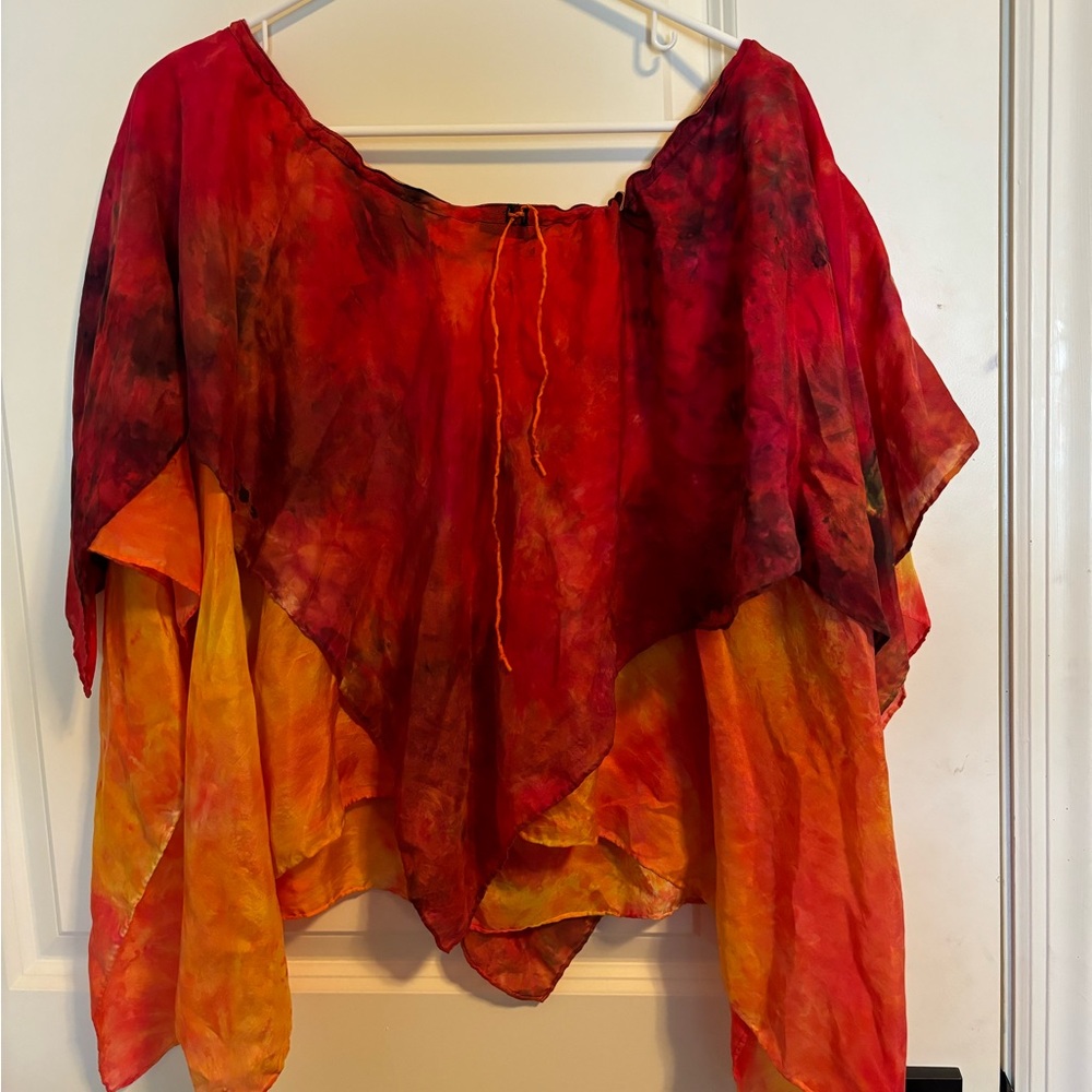 Hand dyed silk double layer petal skirt